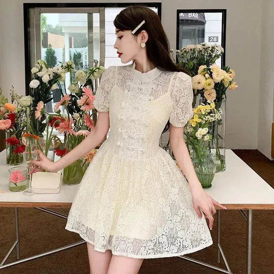 Women's Lace Ruffle Short Dress