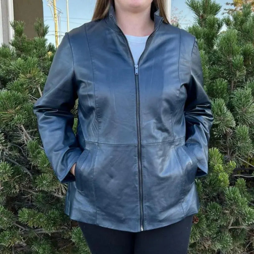 Women's Lamb Leather Jacket with Zipper and Dual Pockets Boutique of Leathers/Open Road