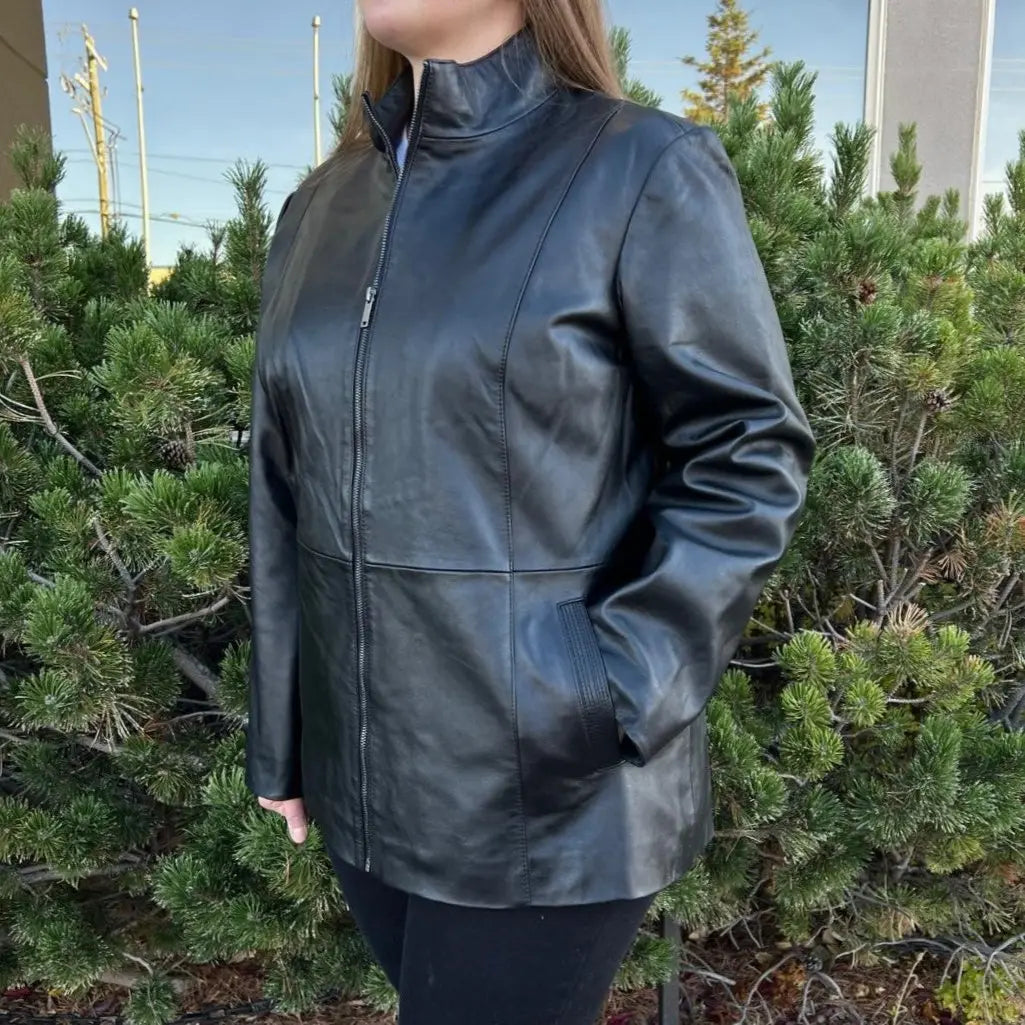 Women's Lamb Leather Jacket with Zipper and Dual Pockets Boutique of Leathers/Open Road