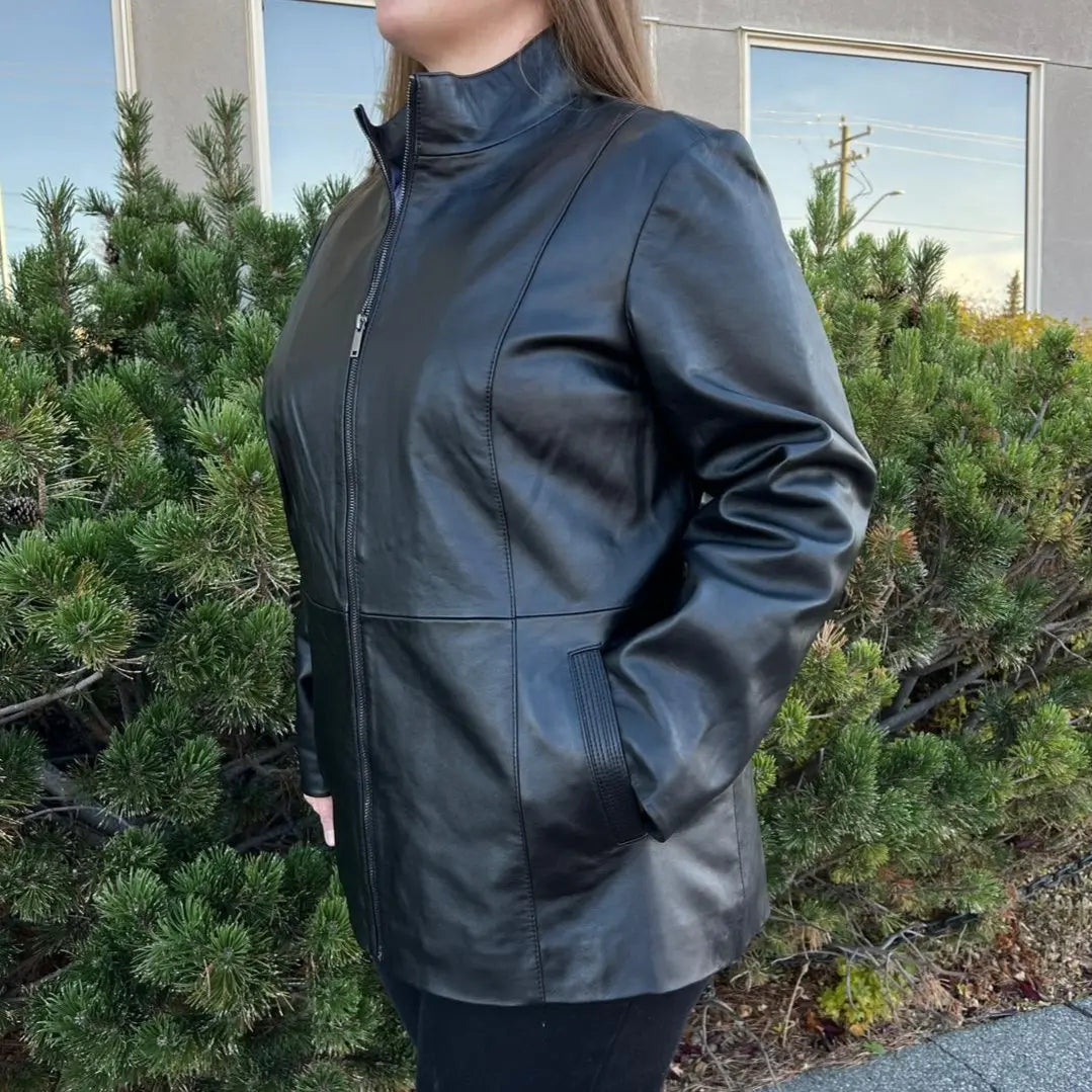 Women's Lamb Leather Jacket with Zipper and Dual Pockets Boutique of Leathers/Open Road
