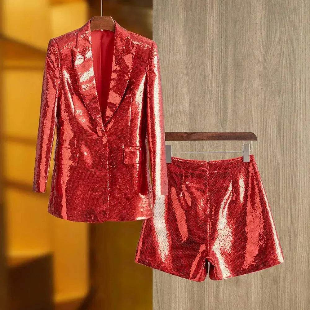Women's Suit Coat Shorts and Blazer Fashion Suit Two-piece Suit