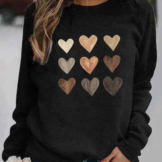 Women's Valentine's Day Printed Round Neck Sweater - Velora