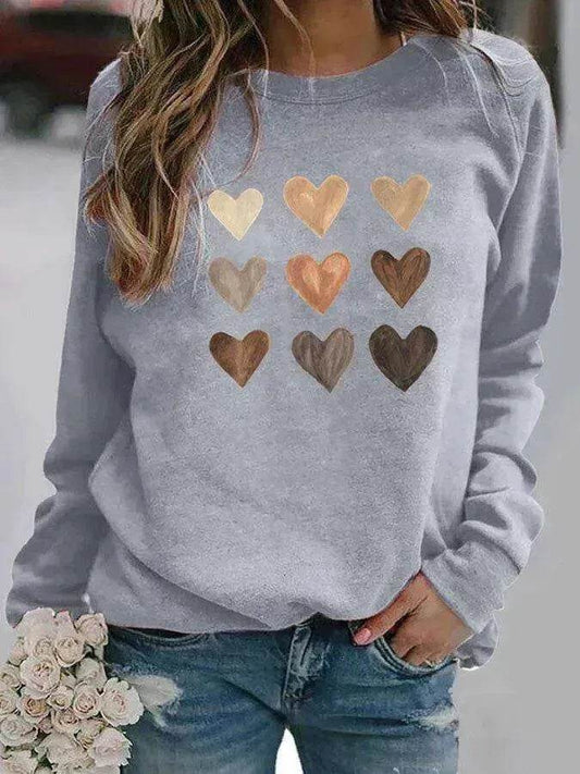 Women's Valentine's Day Printed Round Neck Sweater - Velora