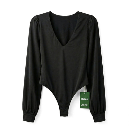 Women's [M] Flowy Sleeve V Neck Bodysuit | Halara