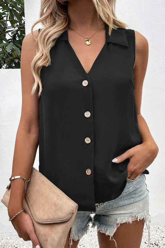 Women's V-Neck Button-Up Top – Elegant and Versatile Blouse for All Occasions - Velora