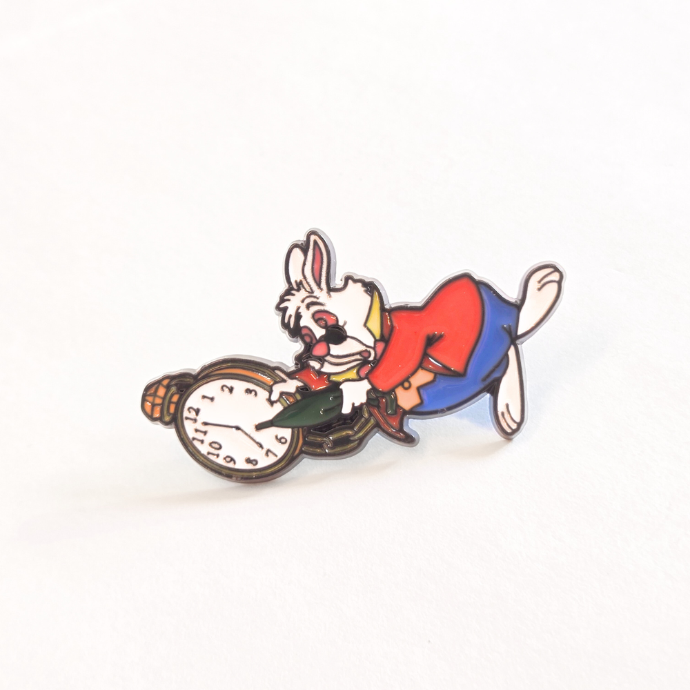 White Rabbit with Pocket Watch (Green) | Collectible Pin - Velora