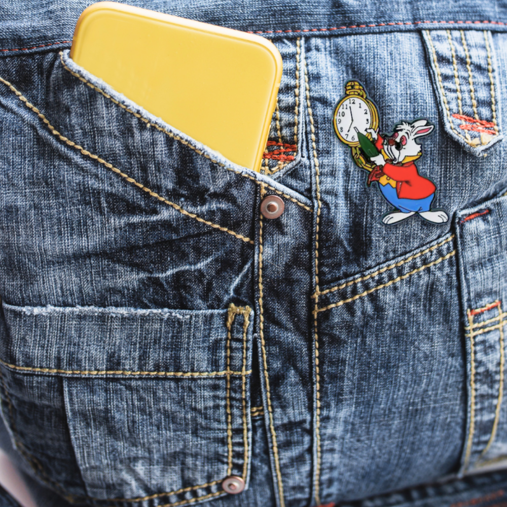 White Rabbit with Pocket Watch (Green) | Collectible Pin - Velora