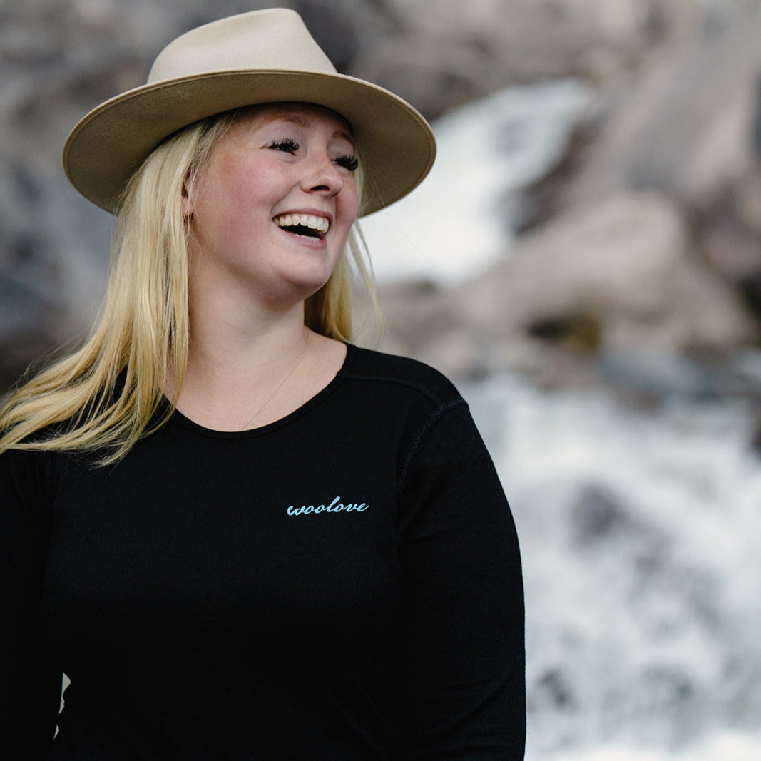 Women's 100% Merino Wool Base Layer Long Sleeve Crew Neck Shirt 190 GSM Woolove Apparel