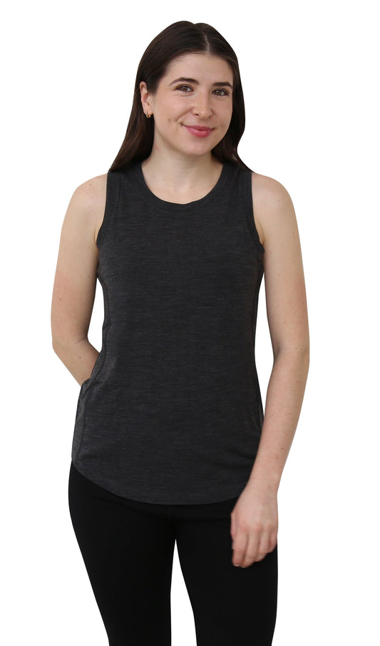 Women's Merino Wool Tank Top with Crew Neck - Velora