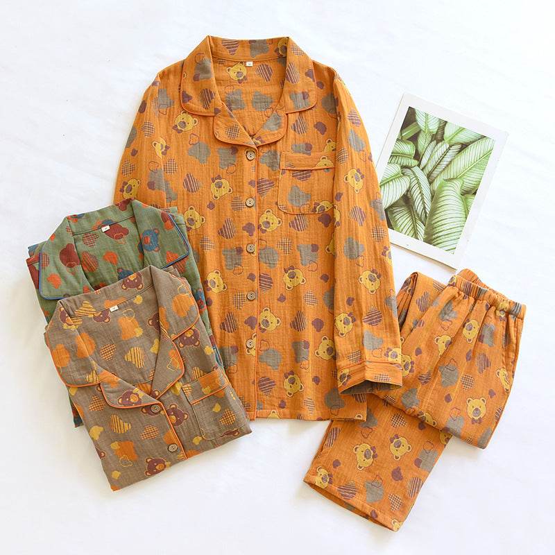 Woven Jacquard Lapel Pajamas Suit Loose EX-STOCK Canada