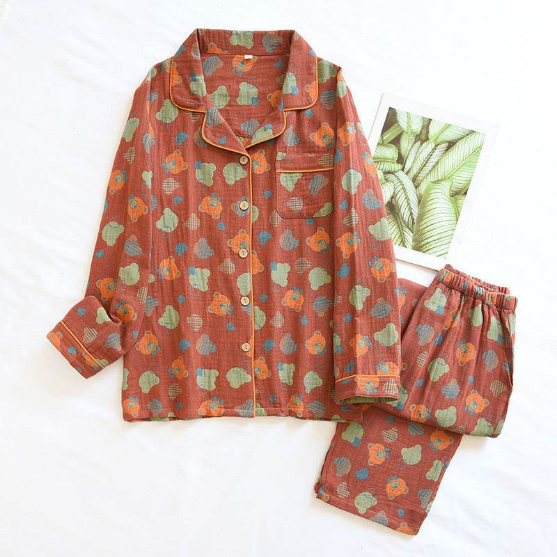 Woven Jacquard Lapel Pajamas Suit Loose EX-STOCK Canada