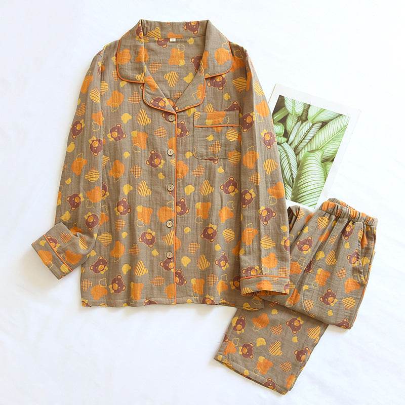 Woven Jacquard Lapel Pajamas Suit Loose EX-STOCK Canada