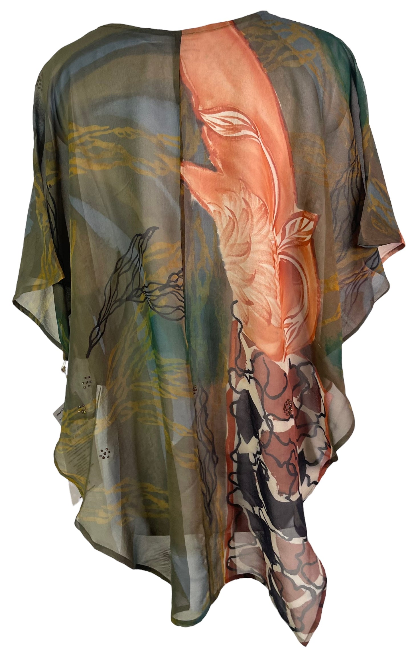 PRG6317 Sheer Avatar Pure Silk Waterfall Top - Velora