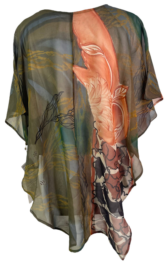 PRG6317 Sheer Avatar Pure Silk Waterfall Top - Velora