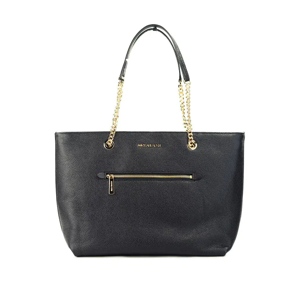 Michael Kors Pebbled Leather Chain Tote - Black