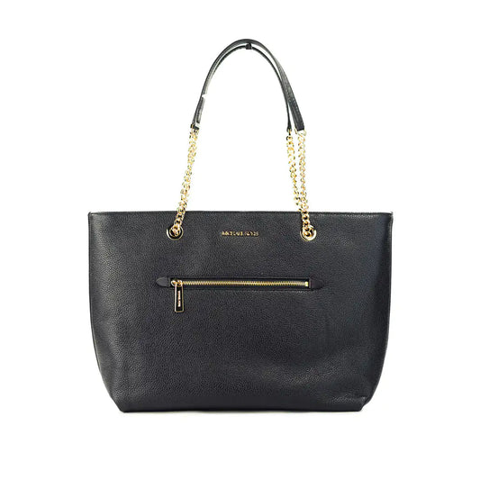 Michael Kors Pebbled Leather Chain Tote - Black