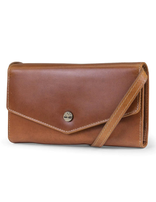 Timberland RFID Leather Wallet Phone Bag with Detachable Crossbody Strap Cognac (Buff Apache)
