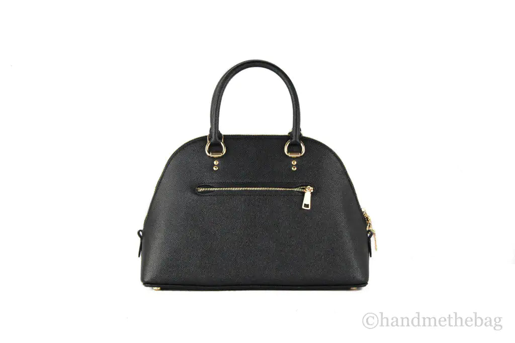 Coach (2553) Katy Medium Black Crossgrain Leather Satchel Dome Handbag