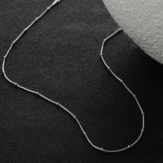 ZAHARA Mini Textured Beaded Dainty Silver Chain - Velora Luxury Fashion