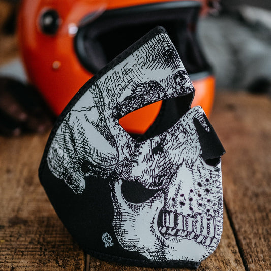 ZANheadgear Full Mask Neoprene Black & White Skull Face Boutique of Leathers/Open Road