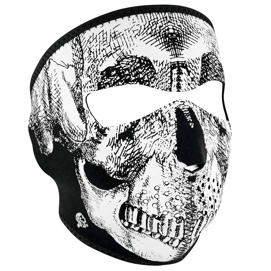 ZANheadgear Full Mask Neoprene Black & White Skull Face Boutique of Leathers/Open Road