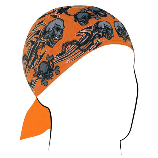 ZANheadgear Orange Tribal Skull Cap - Velora Luxury Fashion