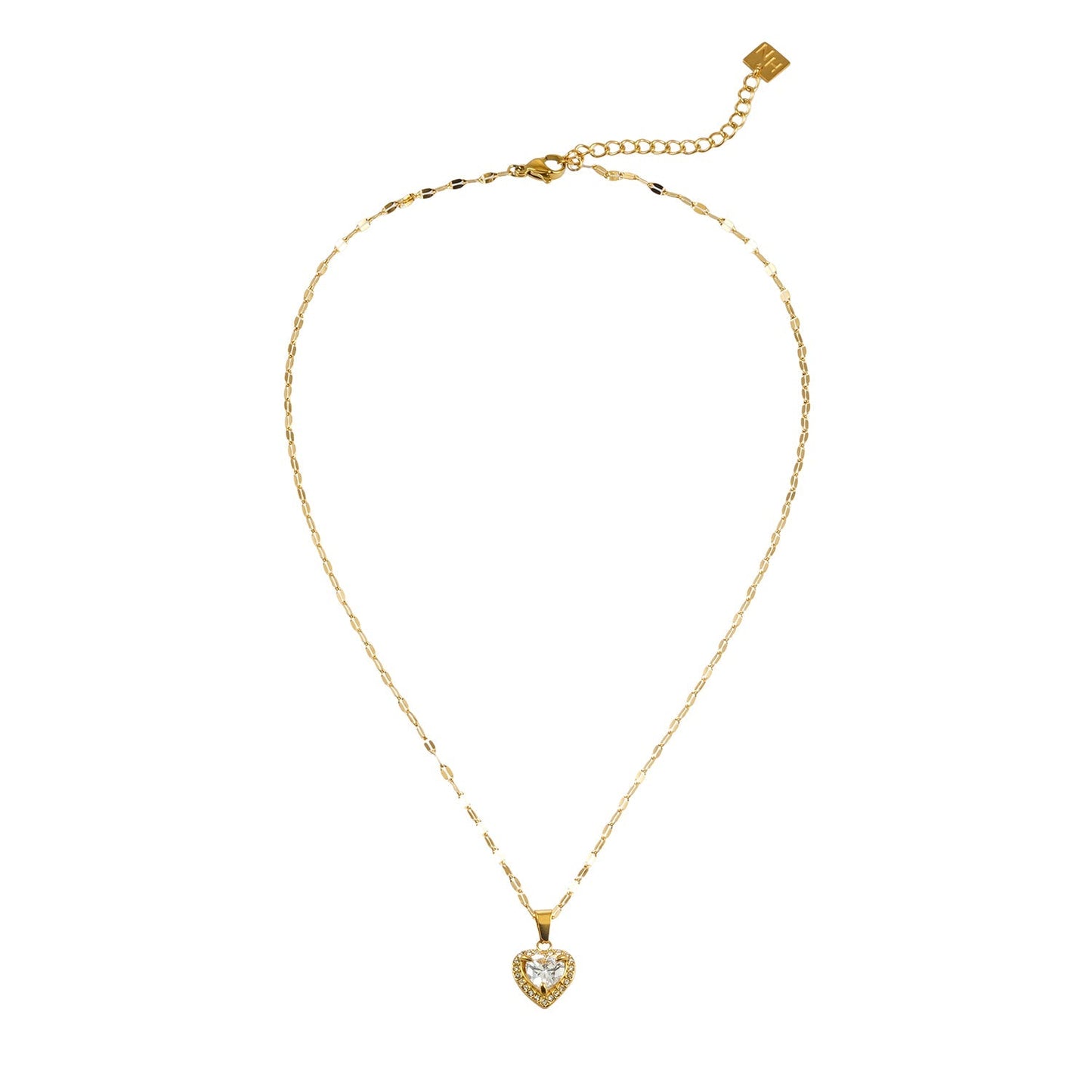 ZITA Gold: Gucci-Style Dainty Chain Necklace with Sparkling Petit Pavé Heart Pendant - Velora Luxury Fashion