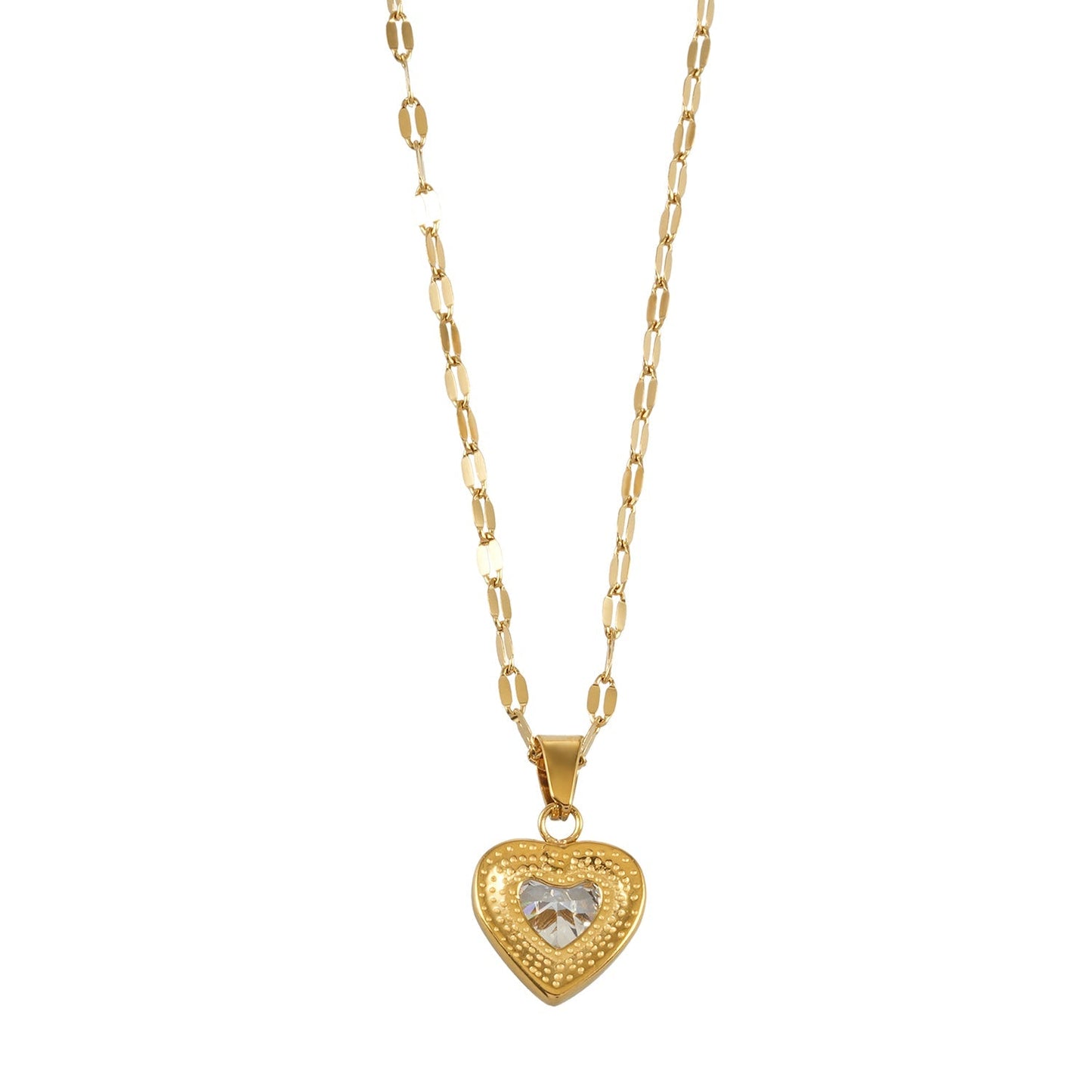 ZITA Gold: Gucci-Style Dainty Chain Necklace with Sparkling Petit Pavé Heart Pendant - Velora Luxury Fashion