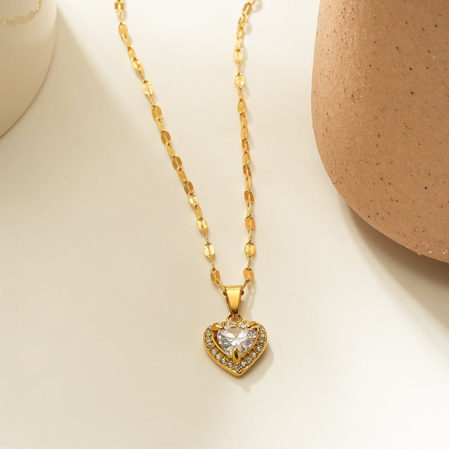 ZITA Gold: Gucci-Style Dainty Chain Necklace with Sparkling Petit Pavé Heart Pendant - Velora Luxury Fashion