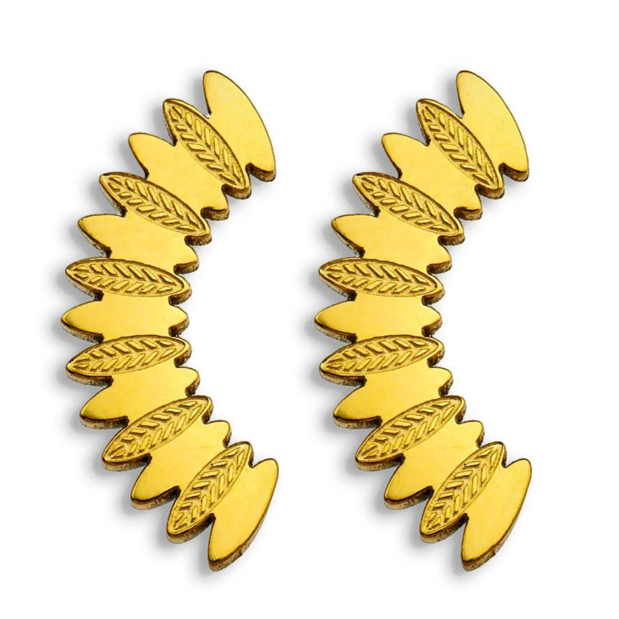 ZOEY: Curved Shaped Leaf Patterned Stud Earrings - Velora Luxury Fashion