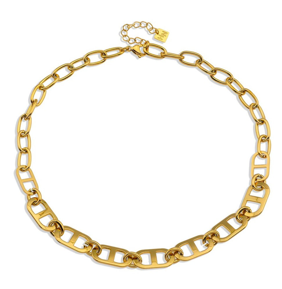 ZOIE: Duo Chain Link Statement Necklace - Velora Luxury Fashion