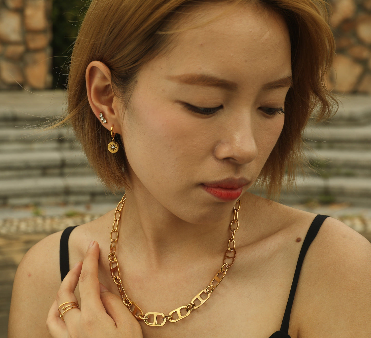 ZOIE: Duo Chain Link Statement Necklace - Velora Luxury Fashion