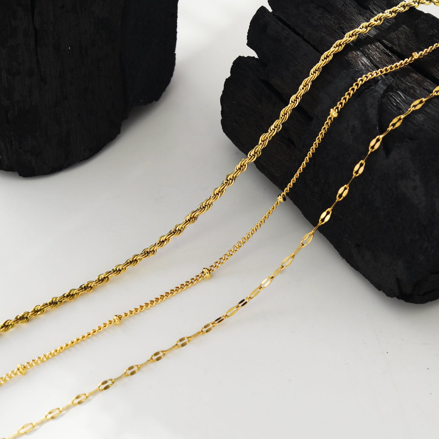 ZURI Triple Layer Mixed-Chain Necklace in Gold - Velora Luxury Fashion