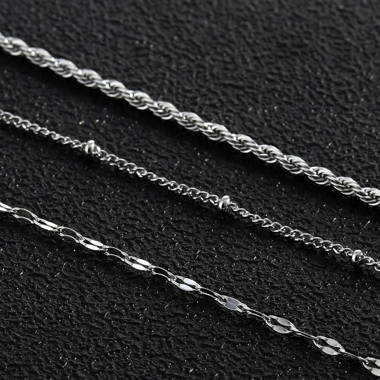 ZURI Triple Layer Mixed-Chain Necklace in Silver - Velora Luxury Fashion