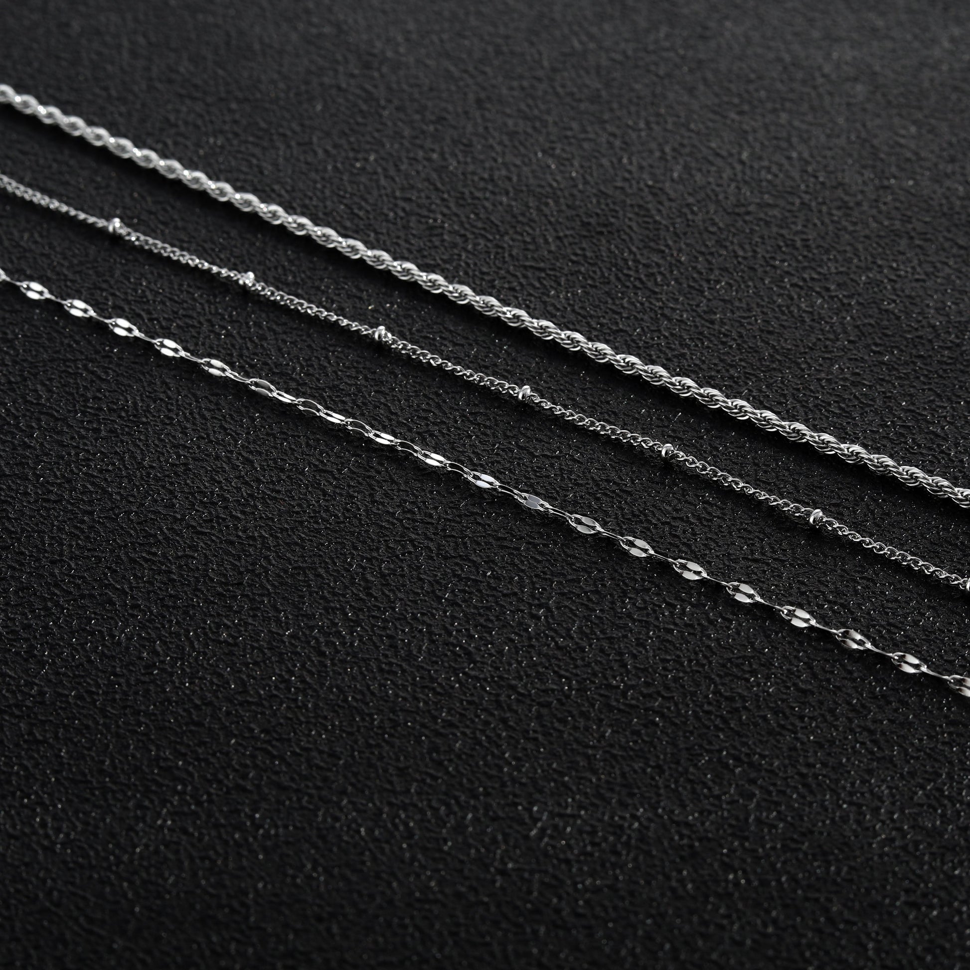 ZURI Triple Layer Mixed-Chain Necklace in Silver - Velora Luxury Fashion