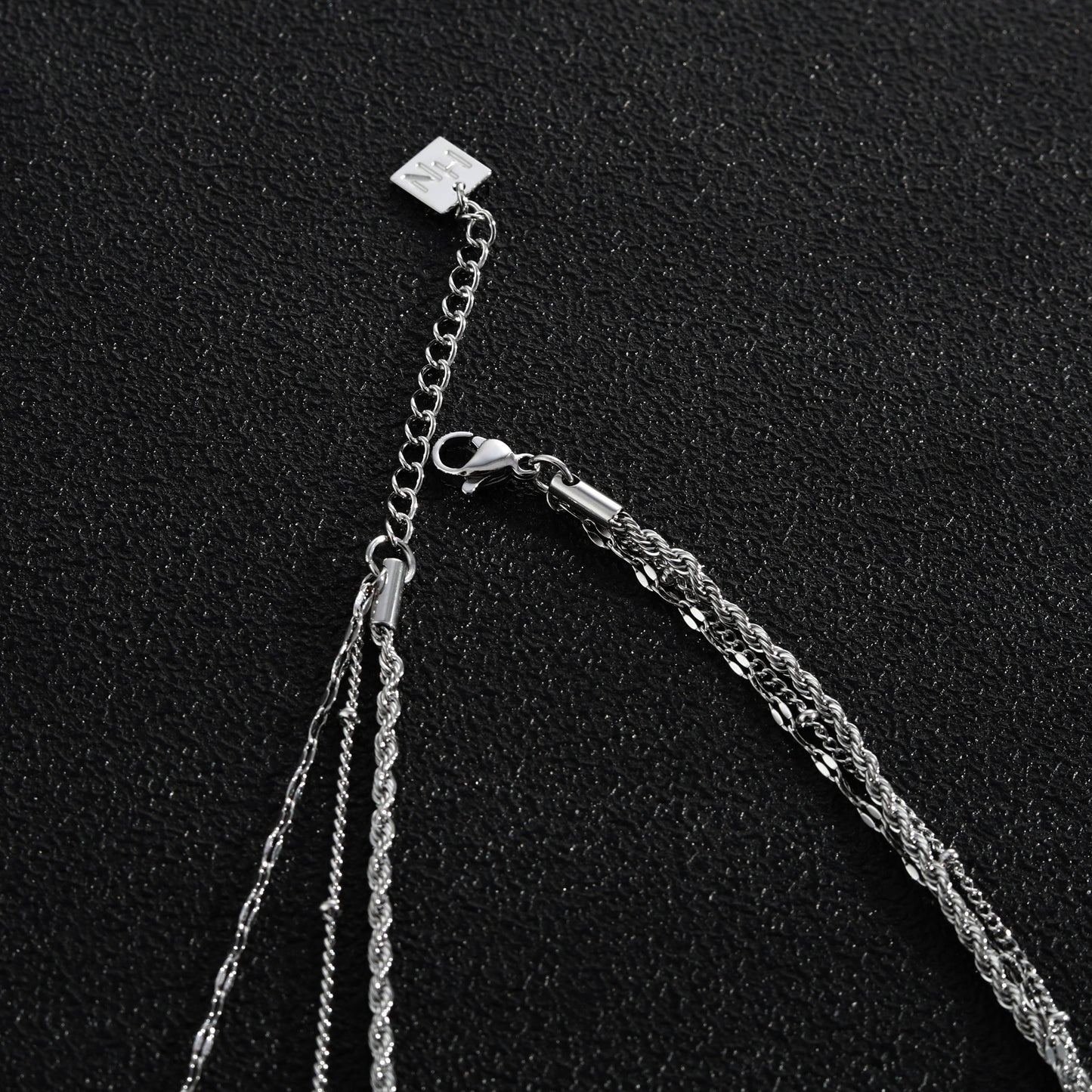 ZURI Triple Layer Mixed-Chain Necklace in Silver - Velora Luxury Fashion