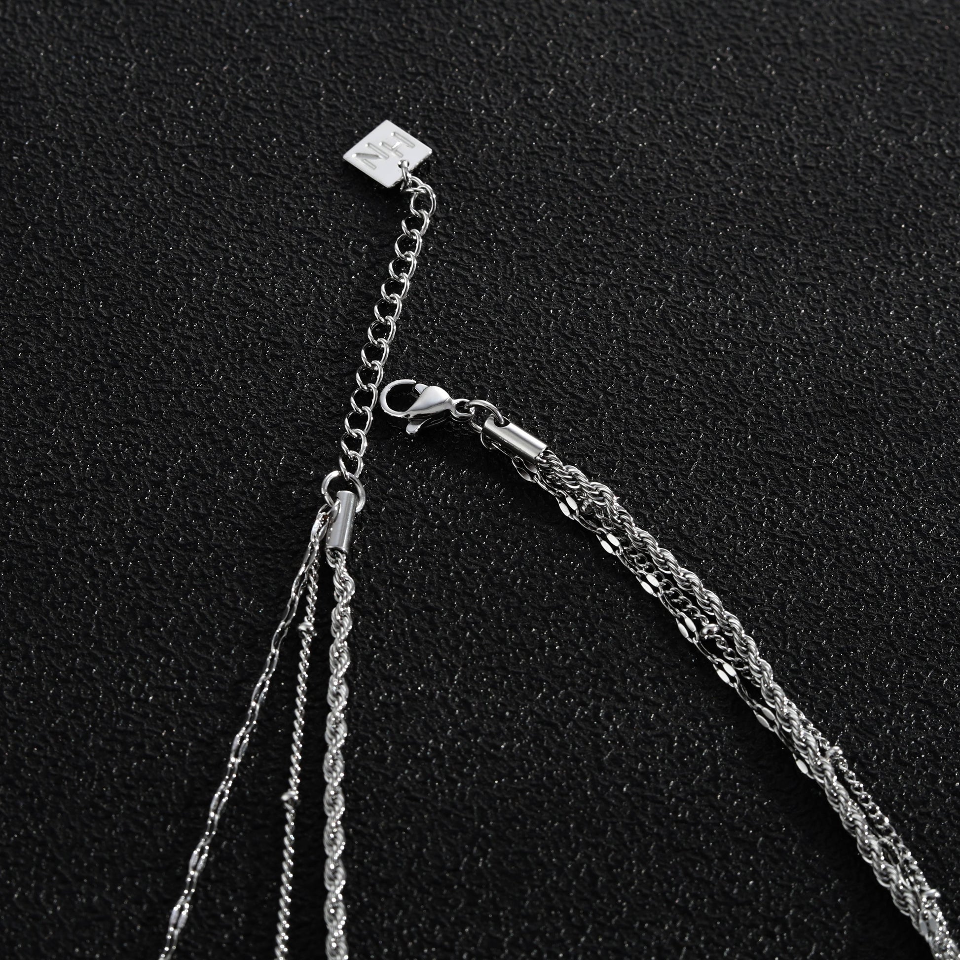 ZURI Triple Layer Mixed-Chain Necklace in Silver - Velora Luxury Fashion