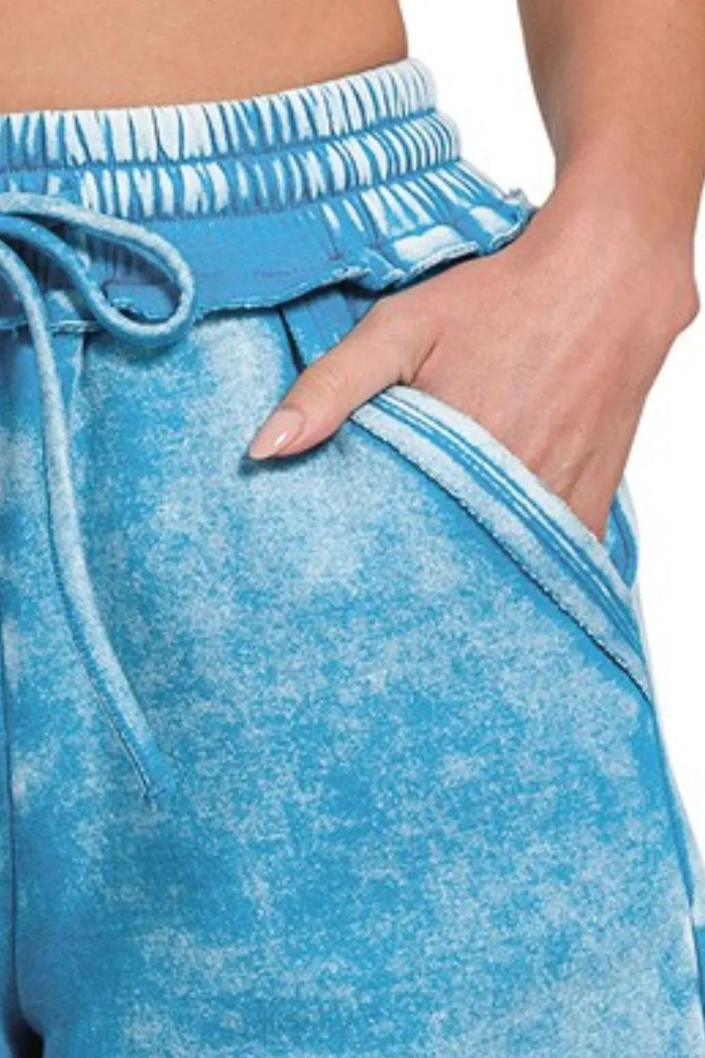 Zenana Acid Wash Fleece Drawstring Shorts With Pockets - Velora Luxury Fashion