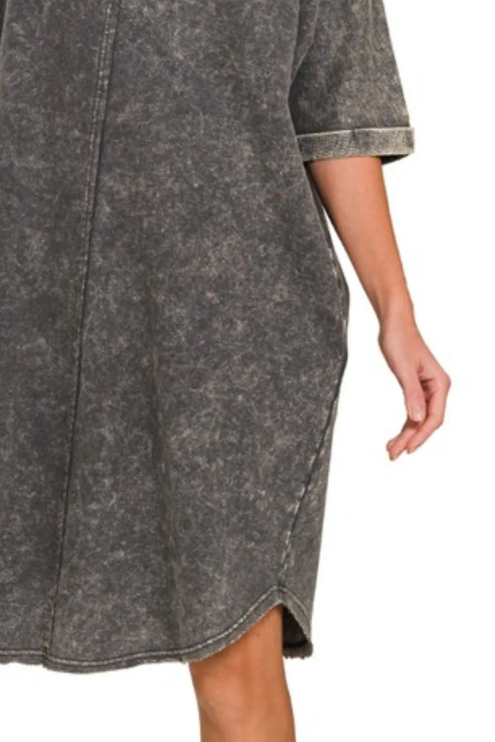 Zenana Acid-washed French Terry Tee Shirts Dress - Velora Luxury Fashion