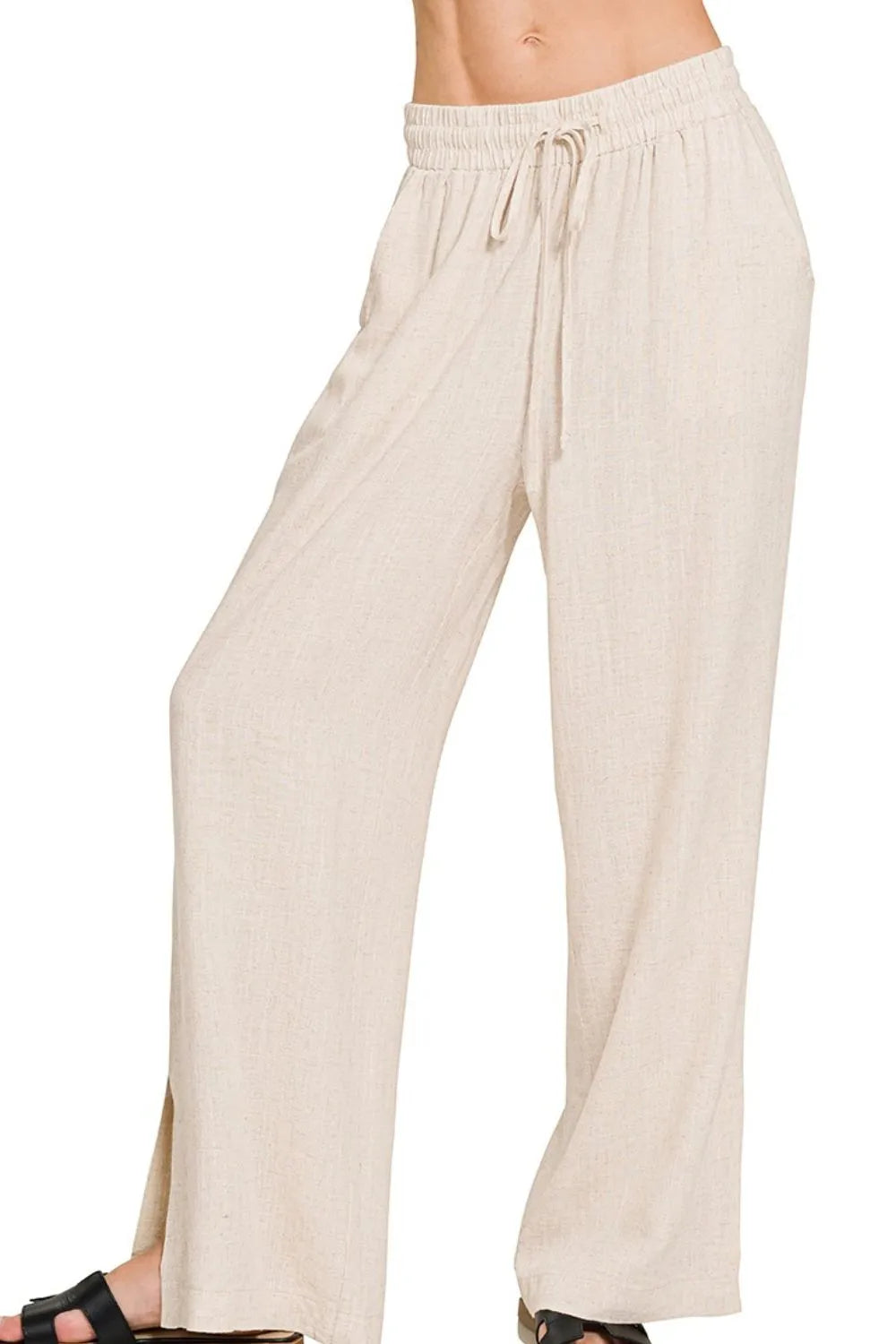 Zenana Linen Drawstring Pants - Velora Luxury Fashion
