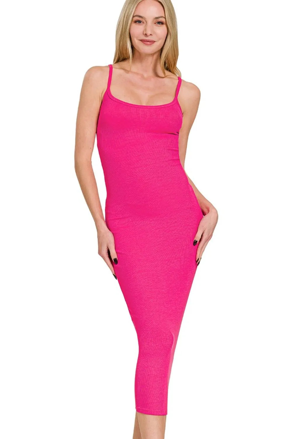 Zenana Ribbed Bodycon Midi Dress - Velora Luxury Fashion
