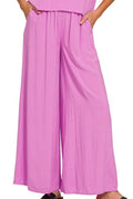 Zenana Round Neck T-Shirt and Wide Leg Pants Set - Velora Luxury Fashion