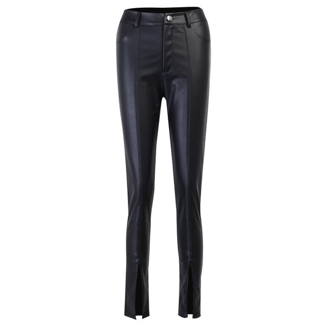 Zip Bottom Leather Pants - Velora Luxury Fashion