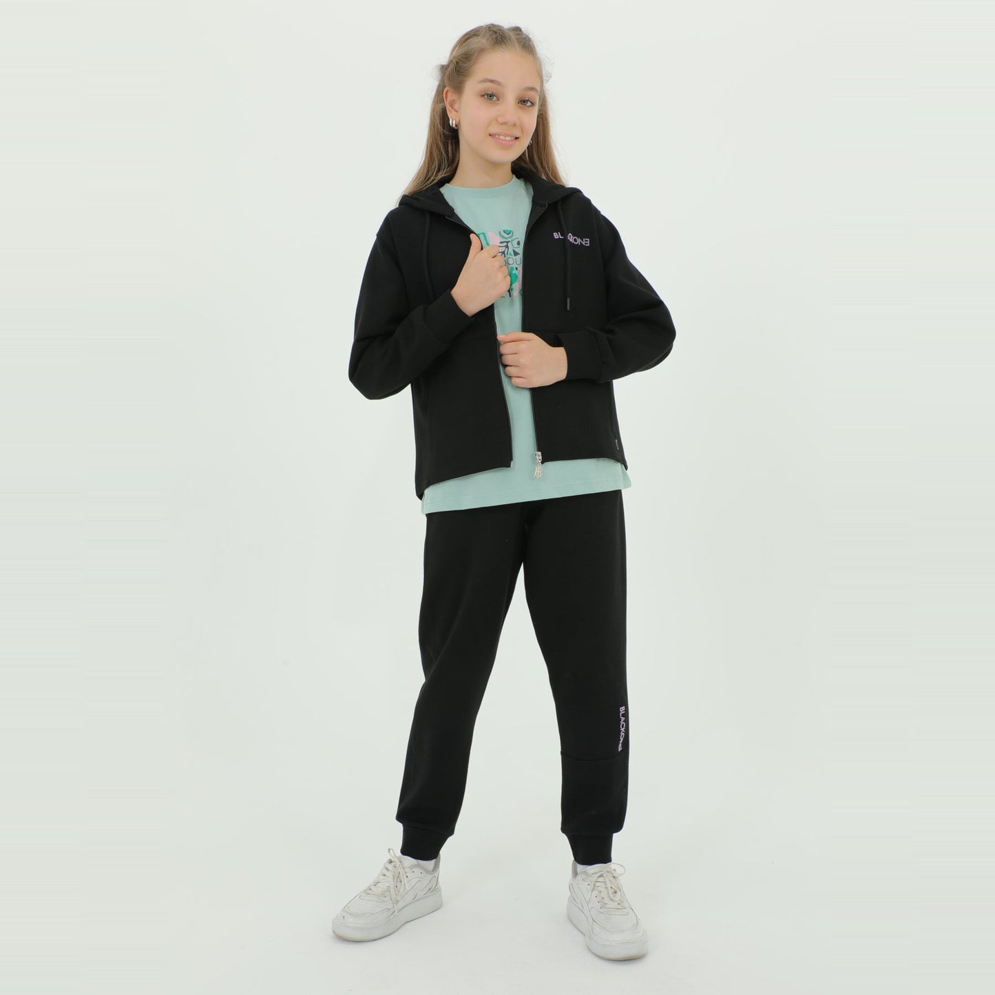 Zip-Up Hoodie Girls Jogger Set - Velora Luxury Fashion