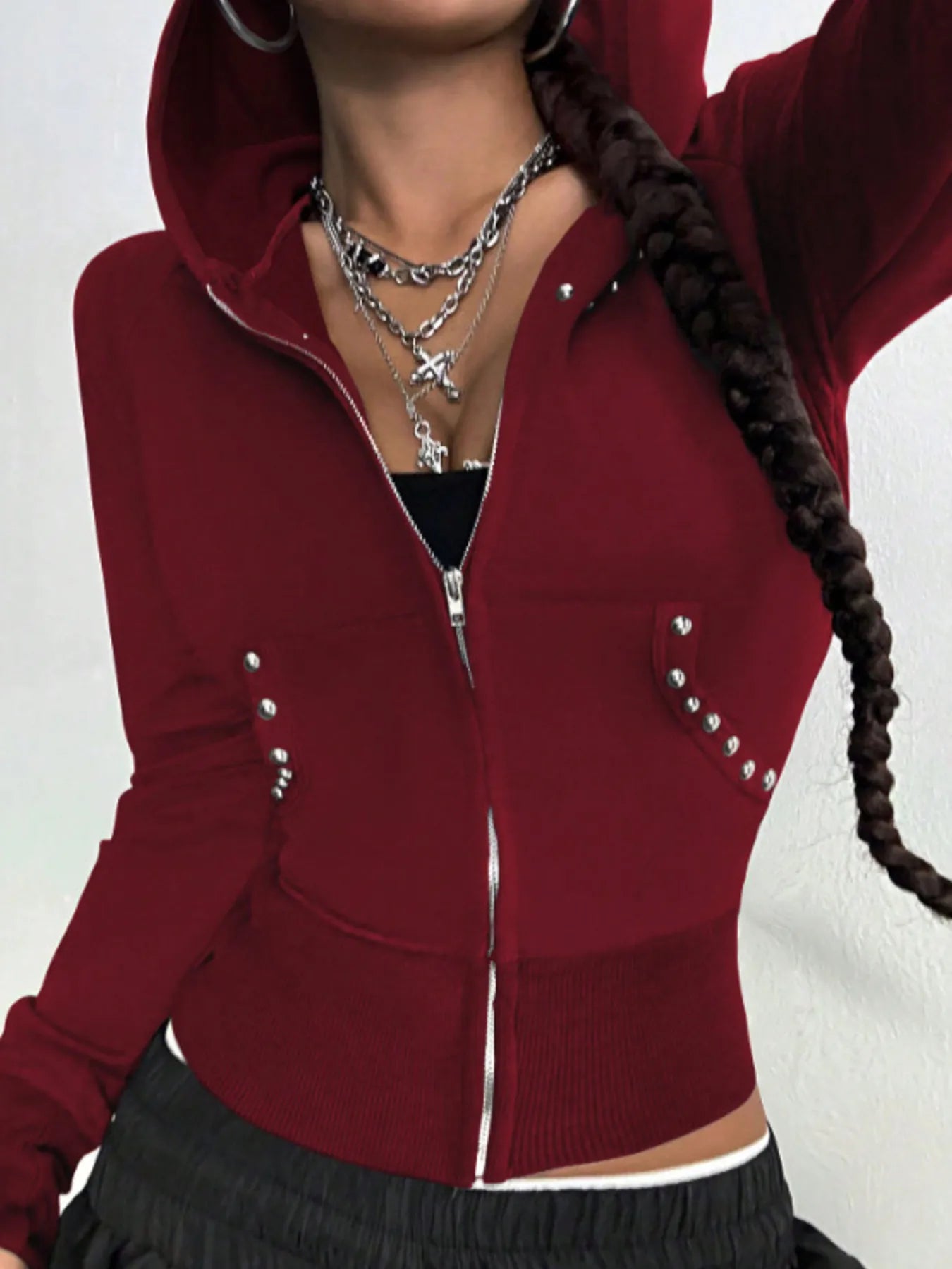 Zip-Up Long Sleeve Hoodie - Velora Luxury Fashion