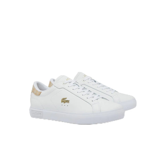 Lacoste Womens Powercourt Sneaker WHT/LT BRW 7