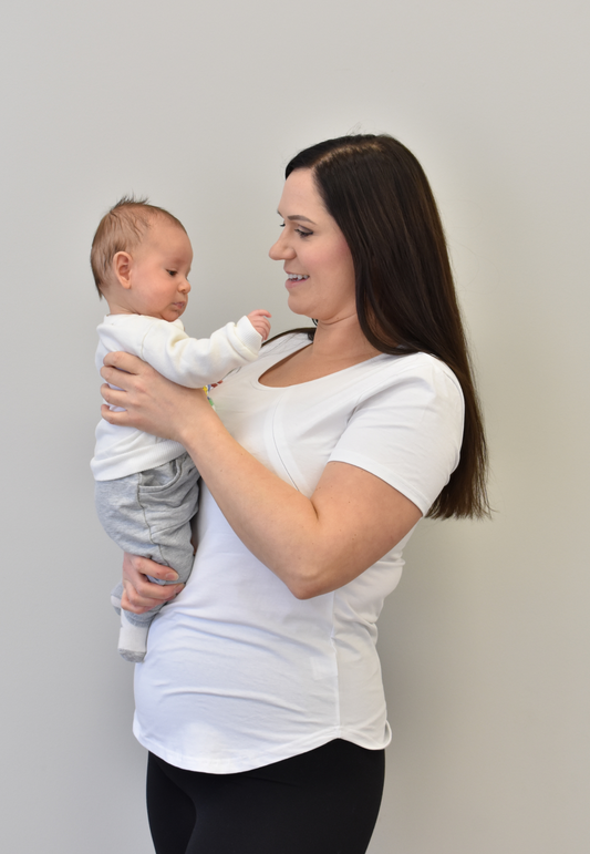 Zoe Zipper Short Sleeve Nursing Tee Shirt - Velora Luxury Fashion