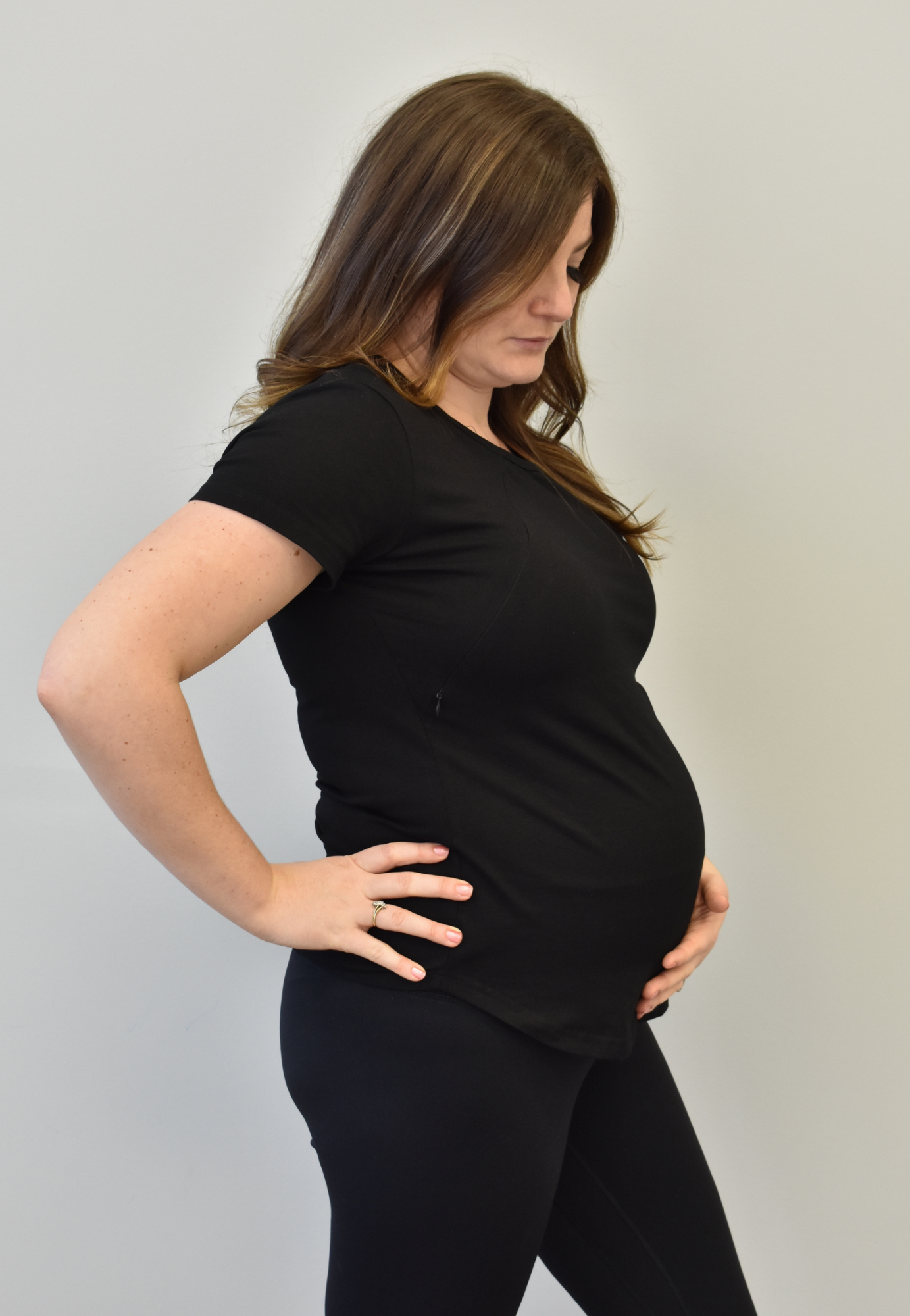 Zoe Zipper Short Sleeve Nursing Tee Shirt - Velora Luxury Fashion