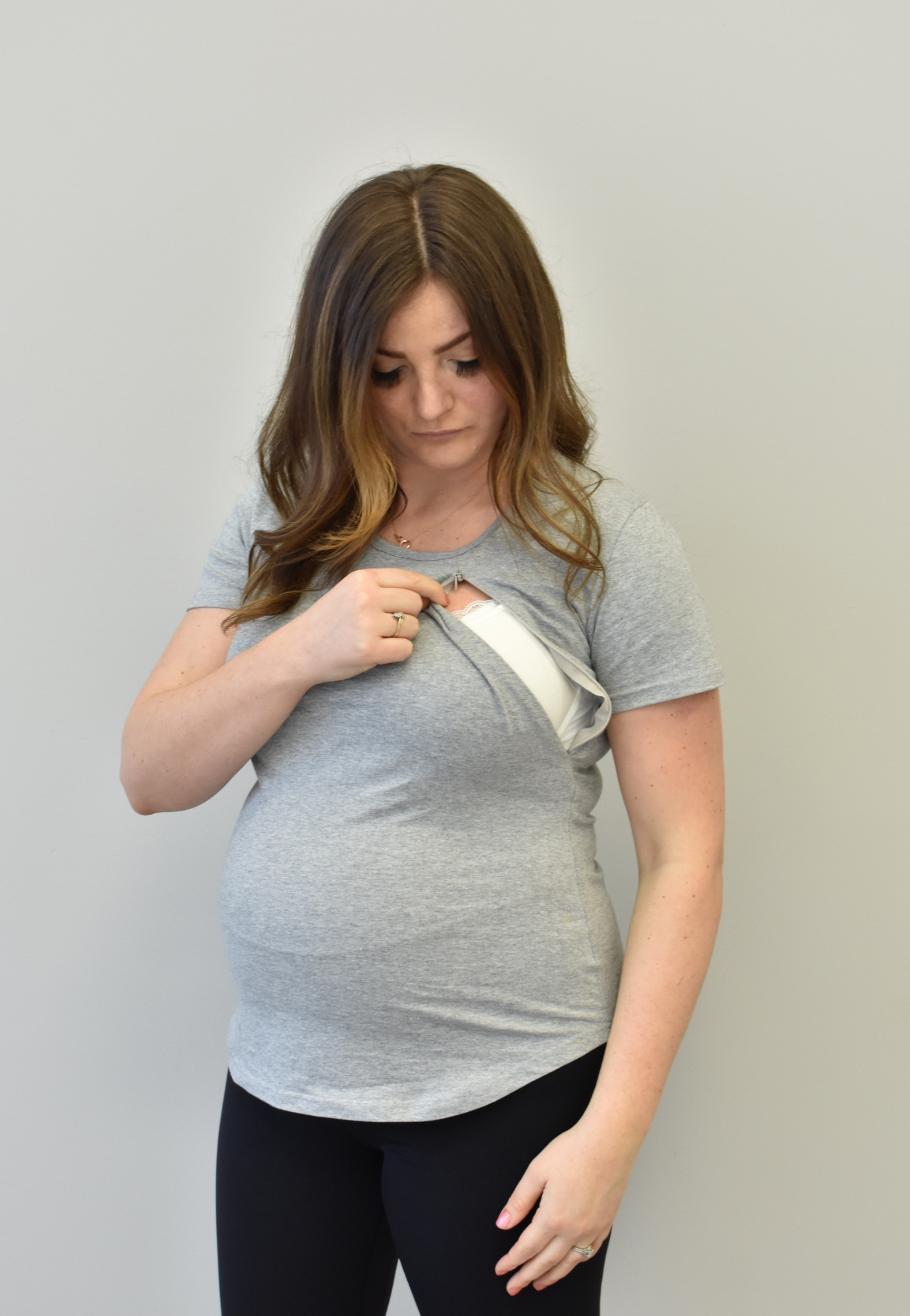 Zoe Zipper Short Sleeve Nursing Tee Shirt - Velora Luxury Fashion