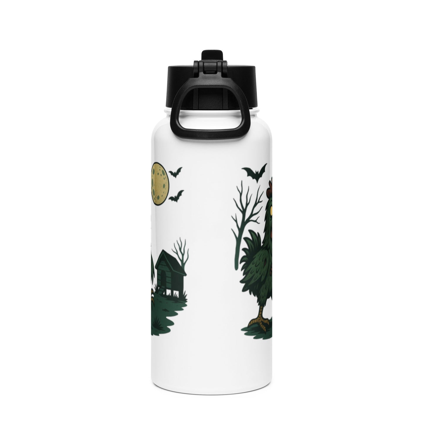 Zombie Chicken Halloween Stainless steel water bottle with a straw - Velora Luxury Fashion